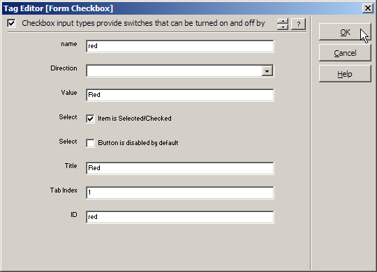 Inserting a checkbox